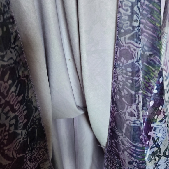 ONE WORLD DRESS MIDI MAXI TIE DYE FLOWY EASTER SPRING FLUTTER SLEEVES NWT LARGE - Picture 9 of 14